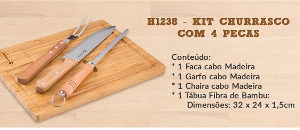 H1238 - KIT CHURRASCO COM 4 PECAS