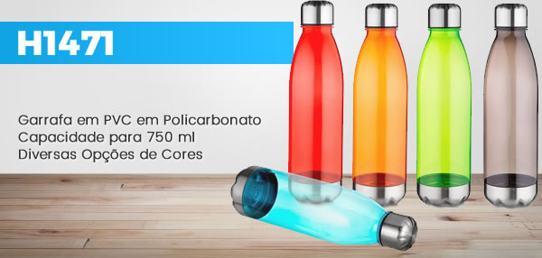 H1471 Garrafa em PVC em policarbonato Capacidade para 750 mlDiversas Opções de Cores