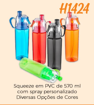 H1424 Squeeze em PVC de 570 ml com spray personalizado Diversas Opções de Cores