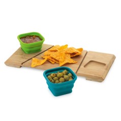 Base de mesa com 2 potes Bambu e silicone Personalizada para Brindes H93898