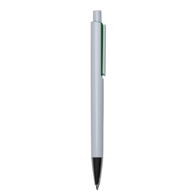 Caneta pvc corpo branco com detalhes colorido Personalizada para Brindes H1317