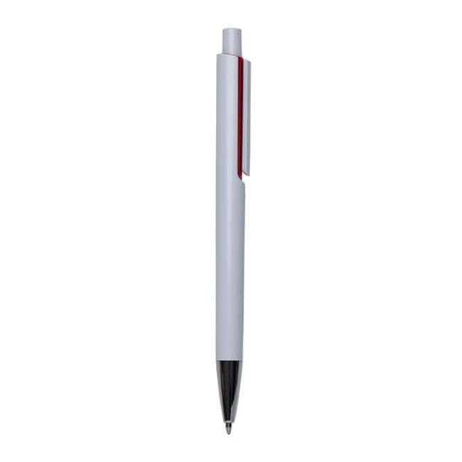 Caneta pvc corpo branco com detalhes colorido Personalizada para Brindes H1317