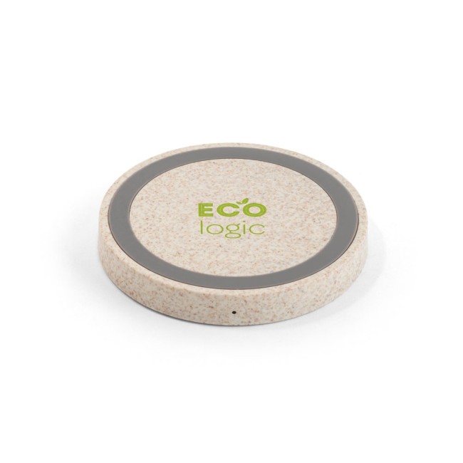 Carregador wireless em ABS e fibra de palha de trigo personalizado H570929