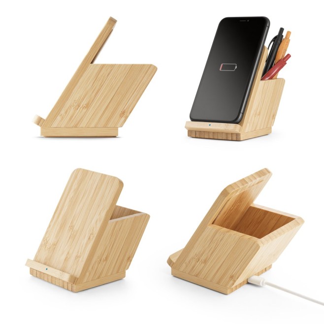 Carregador wireless em bambu personalizado H570940