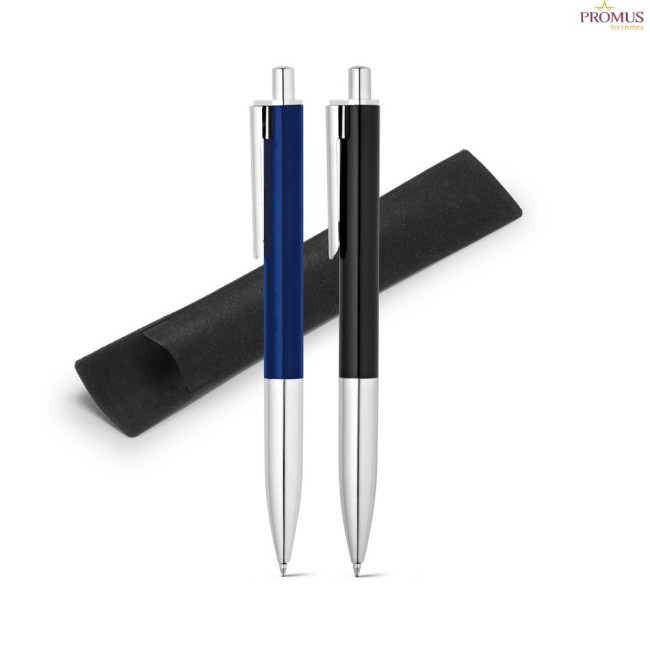 Caneta Esferográfica em alumínio com escrita em preto Personalizada H910333