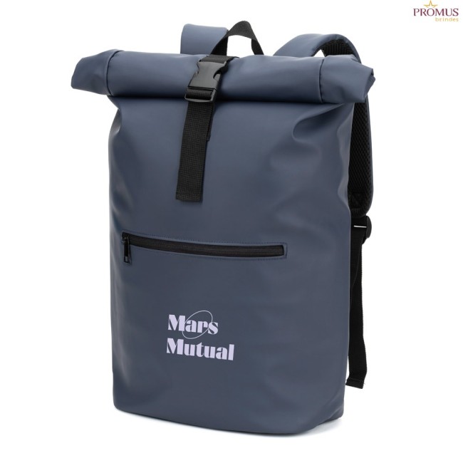 Mochila Roll Top Personalizada em PU com Bolso para Notebook 16" H920534