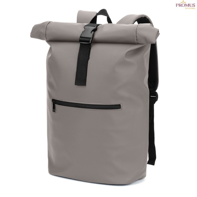 Mochila Roll Top Personalizada em PU com Bolso para Notebook 16" H920534