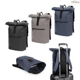 Mochila Roll Top Personalizada em PU com Bolso para Notebook 16" H920534