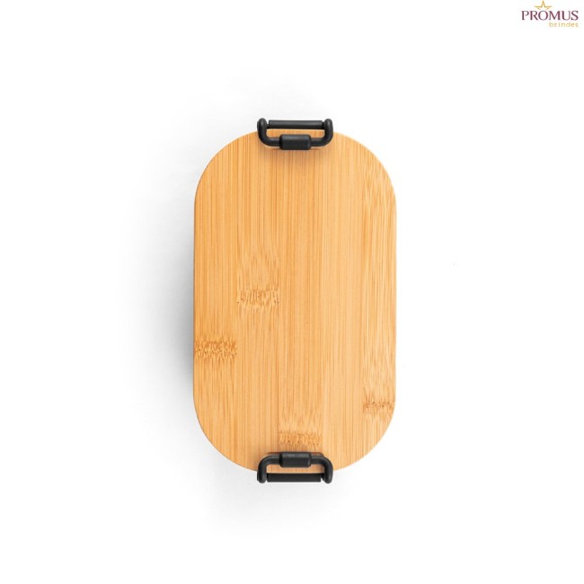 Marmita Hermética Personalizada em PP com Tampa de Bambu – H940390