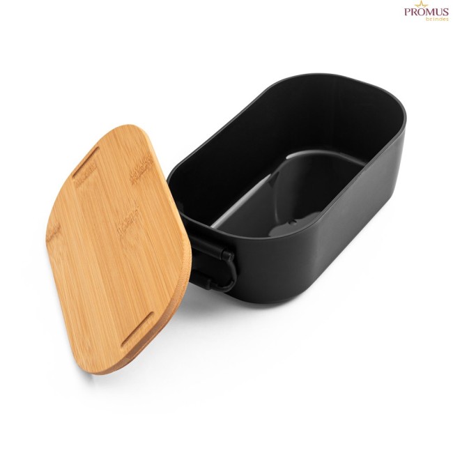 Marmita Hermética Personalizada em PP com Tampa de Bambu – H940390