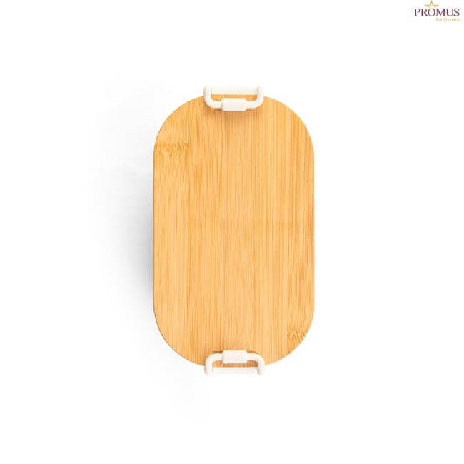 Marmita Hermética Personalizada em PP com Tampa de Bambu – H940390