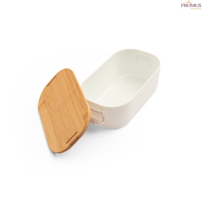Marmita Hermética Personalizada em PP com Tampa de Bambu – H940390
