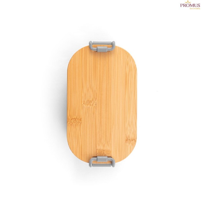 Marmita Hermética Personalizada em PP com Tampa de Bambu – H940390