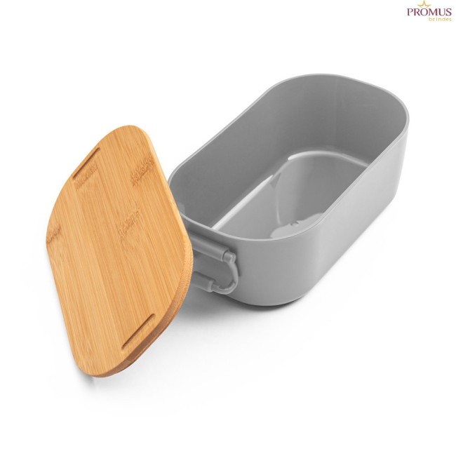 Marmita Hermética Personalizada em PP com Tampa de Bambu – H940390