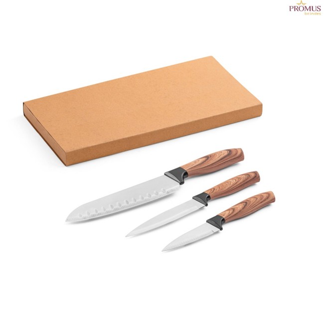 Conjunto de 3 Facas de Cozinha Personalizadas Aço Inox H940395