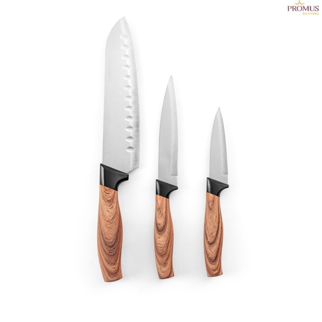 Conjunto de 3 Facas de Cozinha Personalizadas Aço Inox H940395