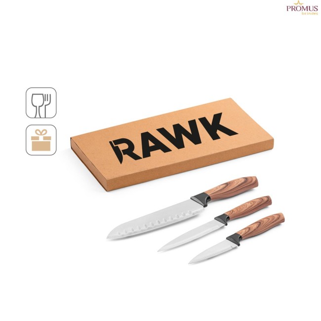 Conjunto de 3 Facas de Cozinha Personalizadas Aço Inox H940395