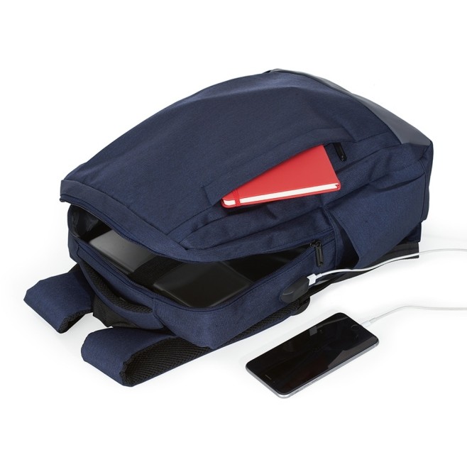 Mochila de nylon com compartimento principal com bolso para notebook Personalizada H1850