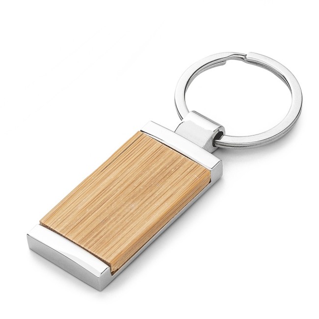 Chaveiro de Metal e Bambu Personalizado H2717