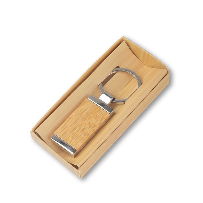 Chaveiro de Metal e Bambu Personalizado H2717