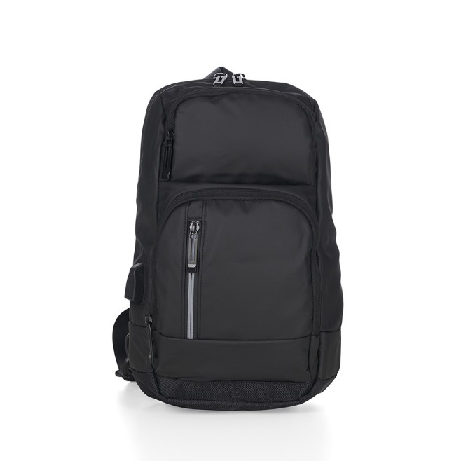 Mochila de ombro com entrada USB lateral Promocional com Logo H2029