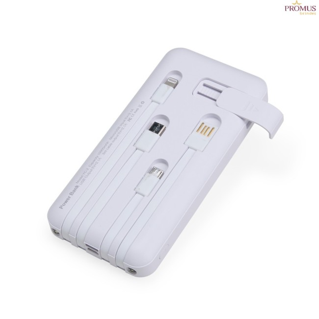 Power Bank 10.000mAH com Lanterna e Multisaídas Personalizado - H3308