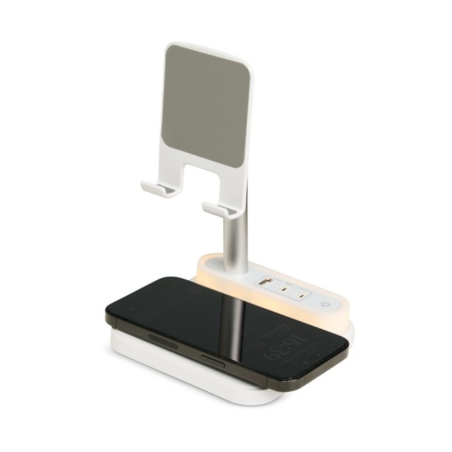 Base de carregamento com suporte celular e luminária H2918