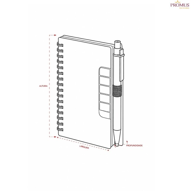 Bloco de Anotações com Autoadesivos e Caneta Personalizado - H3624