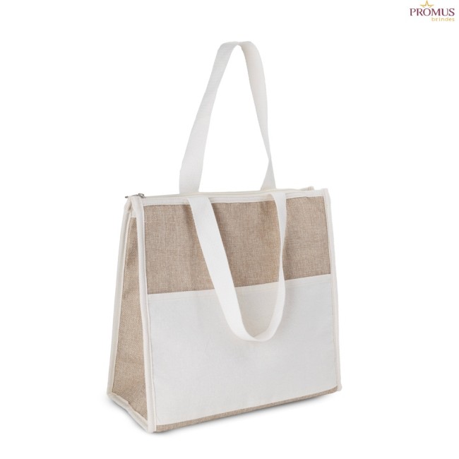 Bolsa Térmica em Algodão e Jutá Sintética Personalizada - H3570