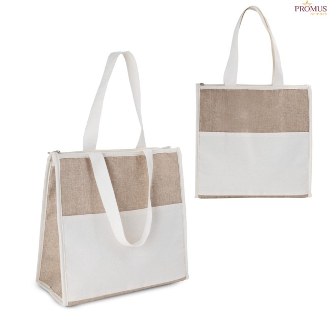 Bolsa Térmica em Algodão e Jutá Sintética Personalizada - H3570