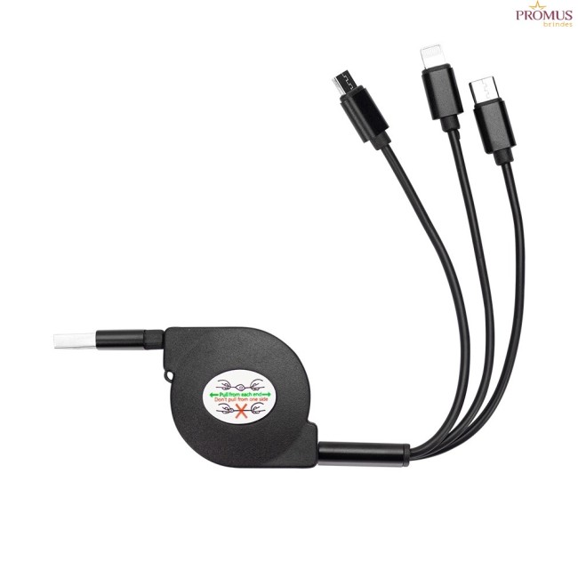 Cabo de dados usb retrátil 3 em 1 Personalizado para Brindes H1509