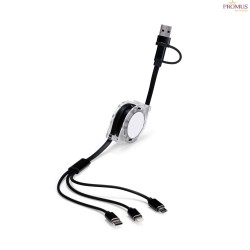 Cabo Retrátil 3 em 1 Com Adaptador Personalizado - H3688
