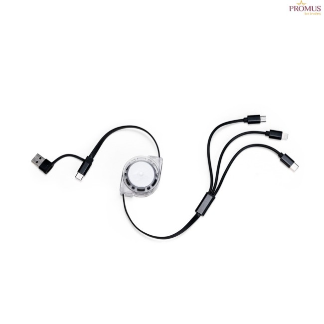 Cabo Retrátil 3 em 1 Com Adaptador Personalizado - H3688