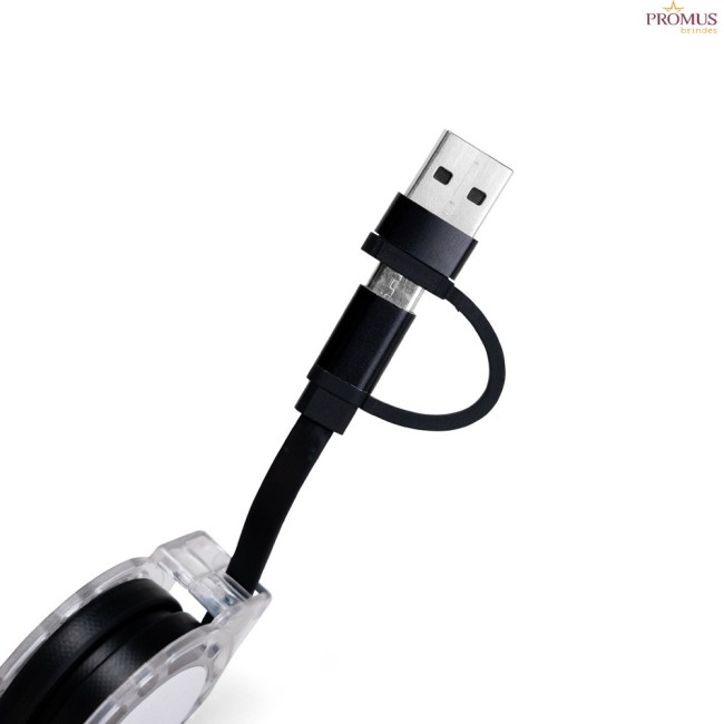 Cabo Retrátil 3 em 1 Com Adaptador Personalizado - H3688