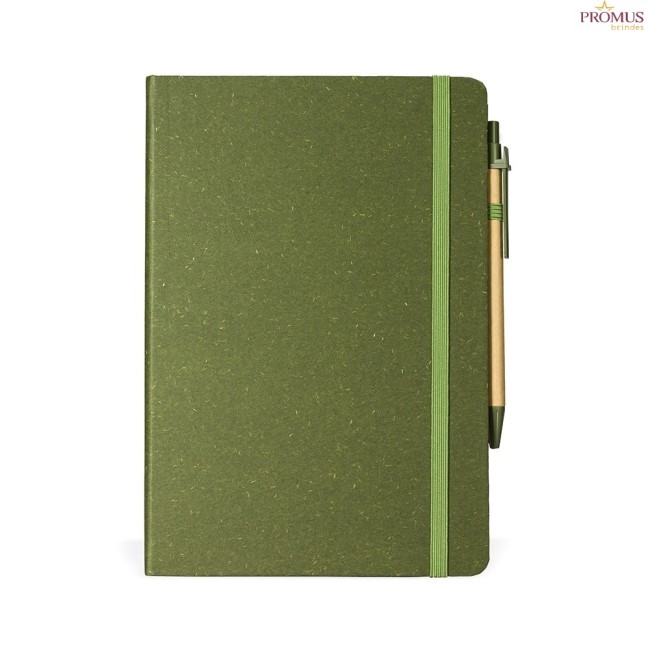 Caderneta Fibra de Arroz com caneta personalizada - H3275