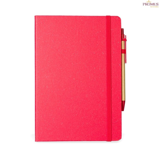 Caderneta Fibra de Arroz com caneta personalizada - H3275