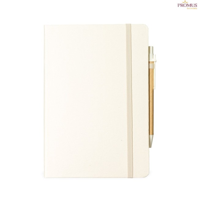 Caderneta Fibra de Arroz com caneta personalizada - H3275