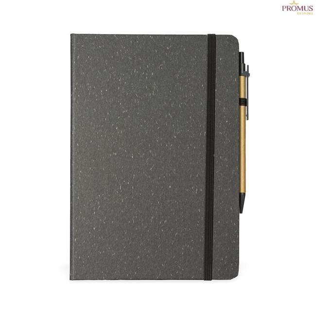 Caderneta Fibra de Arroz com caneta personalizada - H3275