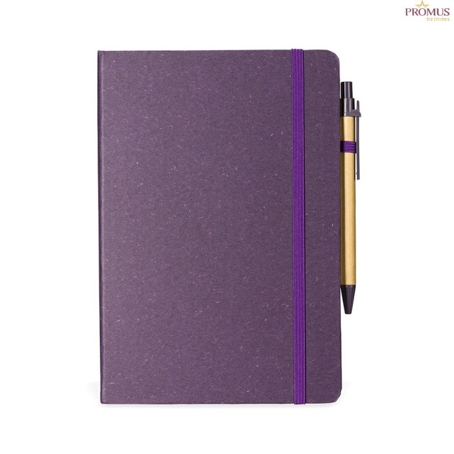 Caderneta Fibra de Arroz com caneta personalizada - H3275