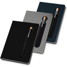 Caderno de anotações com suporte para caneta Personalizado H2663