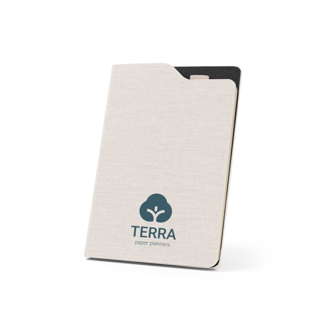 Caderno A5 Capa Dura em Tecido Poliéster 100% Reciclado Promocional H930586