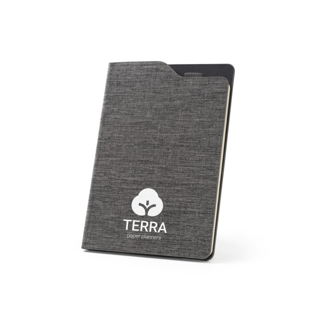 Caderno A5 Capa Dura em Tecido Poliéster 100% Reciclado Promocional H930586
