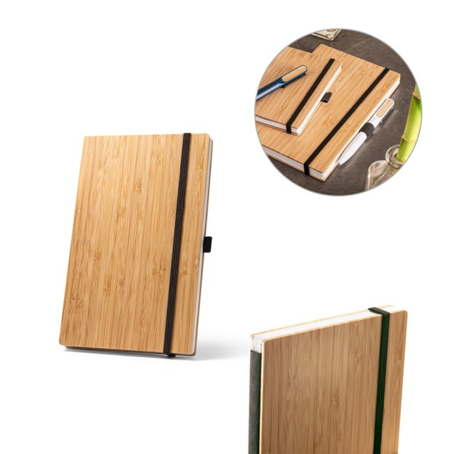 Caderno A5 de Capa e Contracapa em Placa de Bambu Brindes Personalizados H930582 