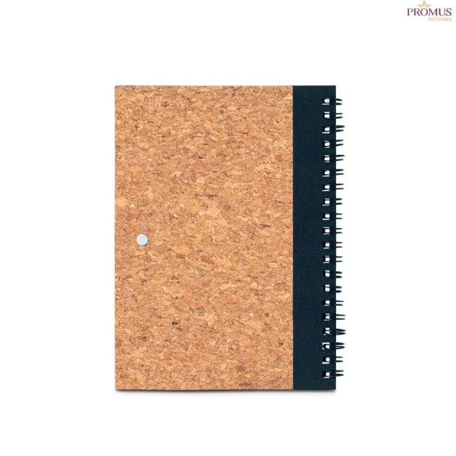Caderno B6 em Cortiça e PET Reciclado com Caneta de Fibra de Trigo Personalizado H930285