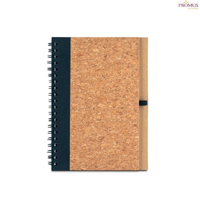 Caderno B6 em Cortiça e PET Reciclado com Caneta de Fibra de Trigo Personalizado H930285