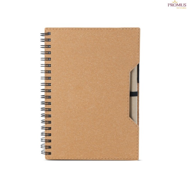 Caderno Capa em Papelão Reciclado Com Caneta Personalizado - H3902