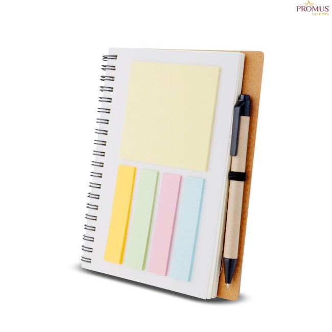 Caderno Capa em Papelão Reciclado Com Caneta Personalizado - H3902
