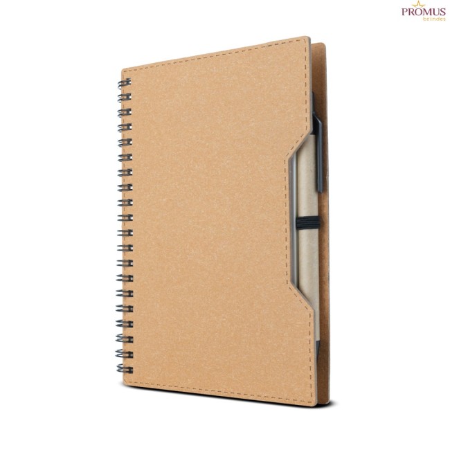 Caderno Capa em Papelão Reciclado Com Caneta Personalizado - H3902