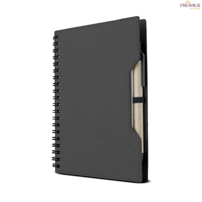 Caderno Capa em Papelão Reciclado Com Caneta Personalizado - H3902