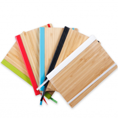 Caderno de anotações, capa de bambu e PU com elástico Personalizado H2184